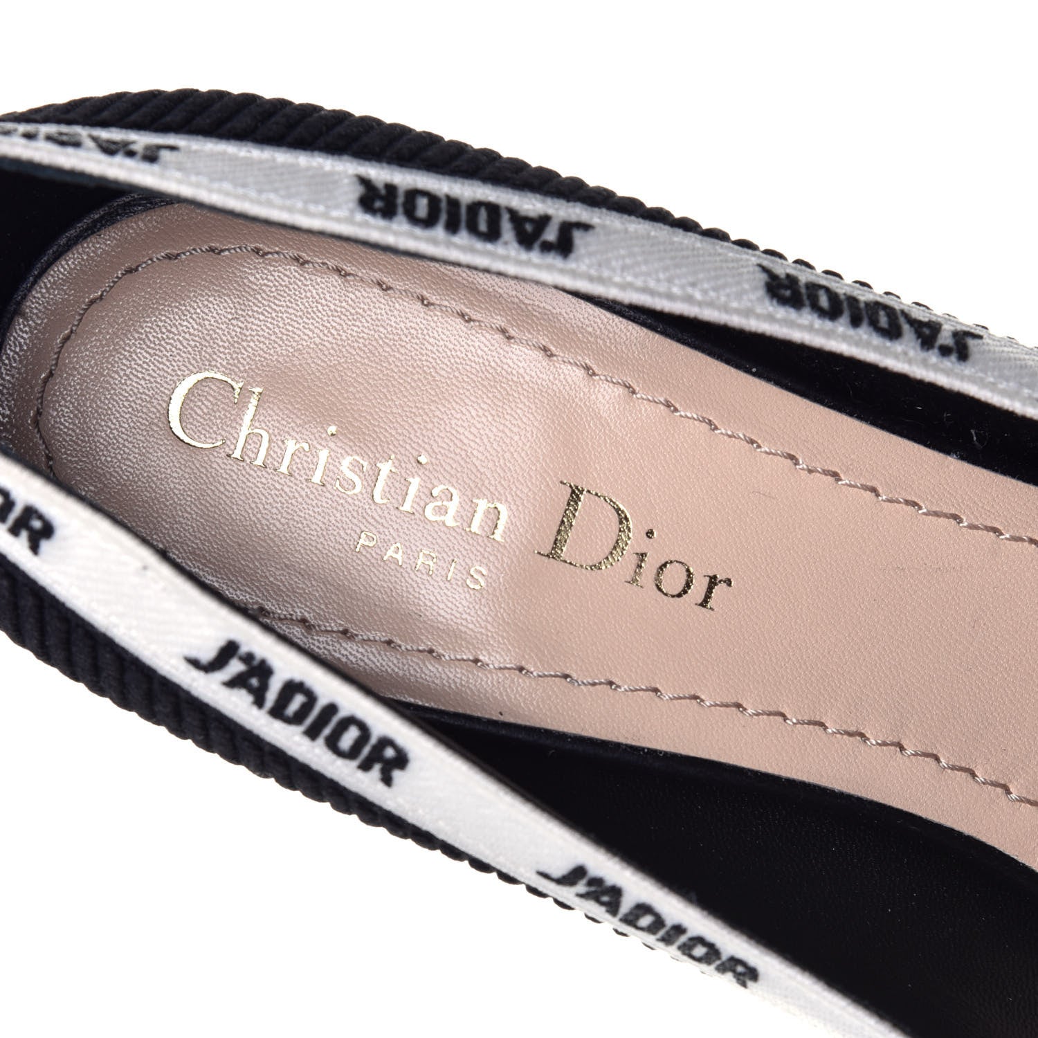 Christian Dior Technical Canvas Ribbon Embroidered J'Adior 100mm Pumps 39 Black 7 of 9