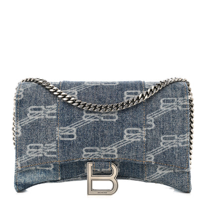 Balenciaga Denim BB Monogram Hourglass Chain Bag Blue 1 of 9