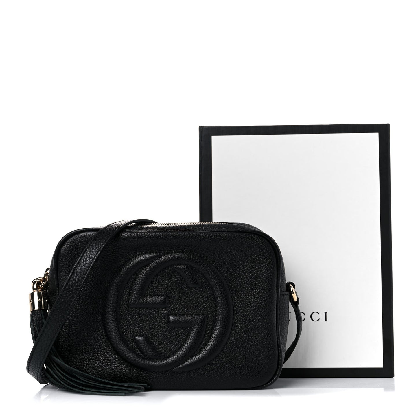 Pebbled Calfskin Small Soho Disco Bag Black