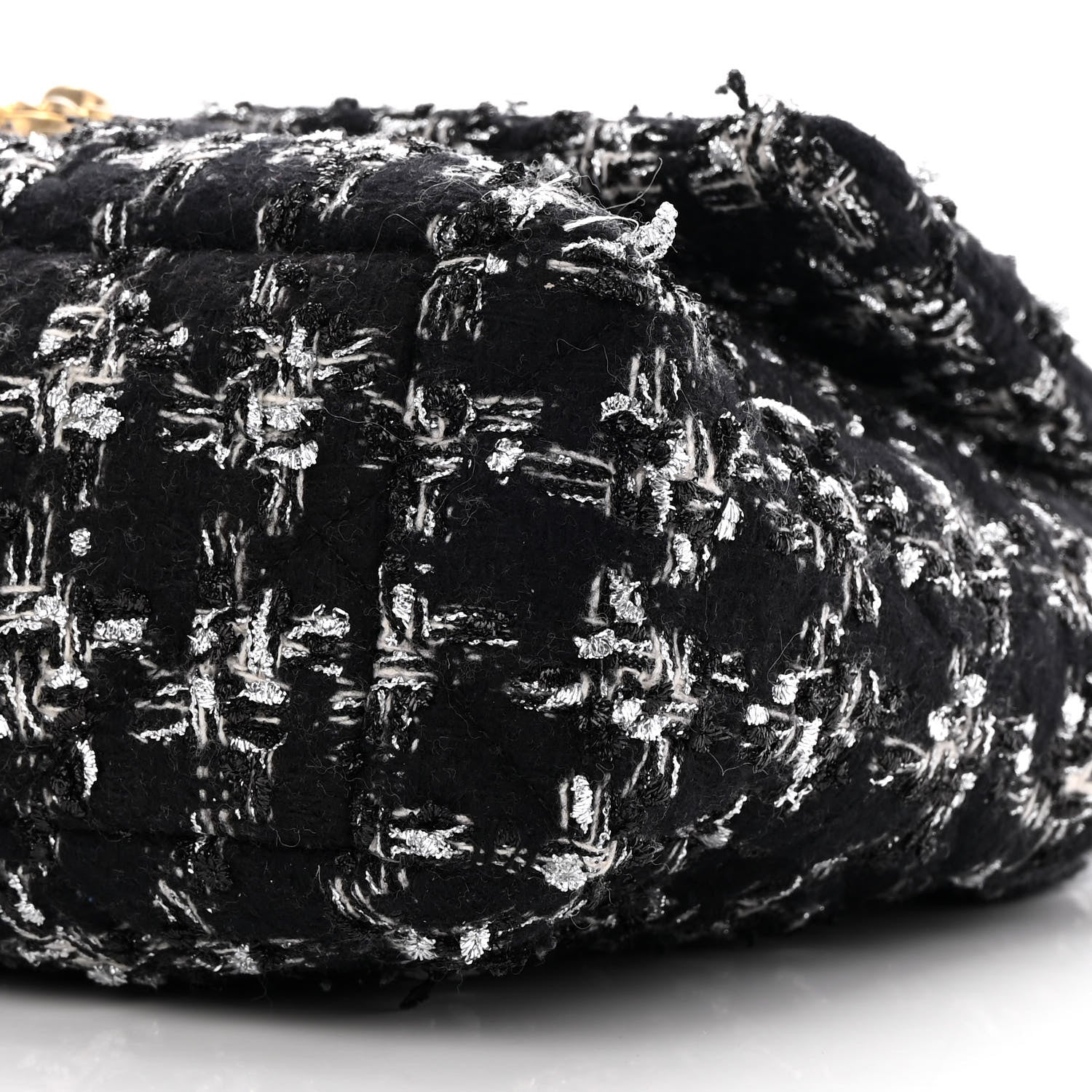 Chanel Tweed Quilted Large Chanel 19 Flap Black Silver Ecru 10 of 11
