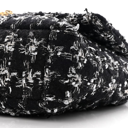 Chanel Tweed Quilted Large Chanel 19 Flap Black Silver Ecru 10 of 11