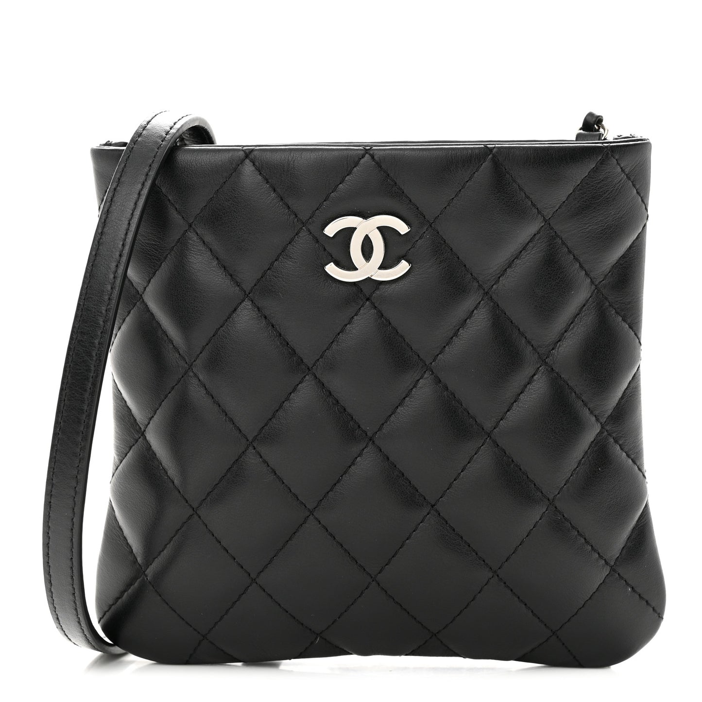 Lambskin Quilted Crossbody Bag Black