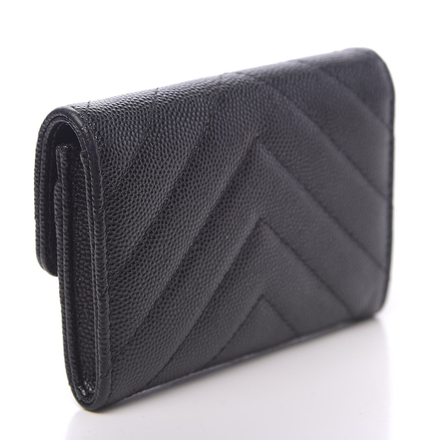 Chanel Caviar Chevron Quilted Flap Card Holder Black 3 of 9