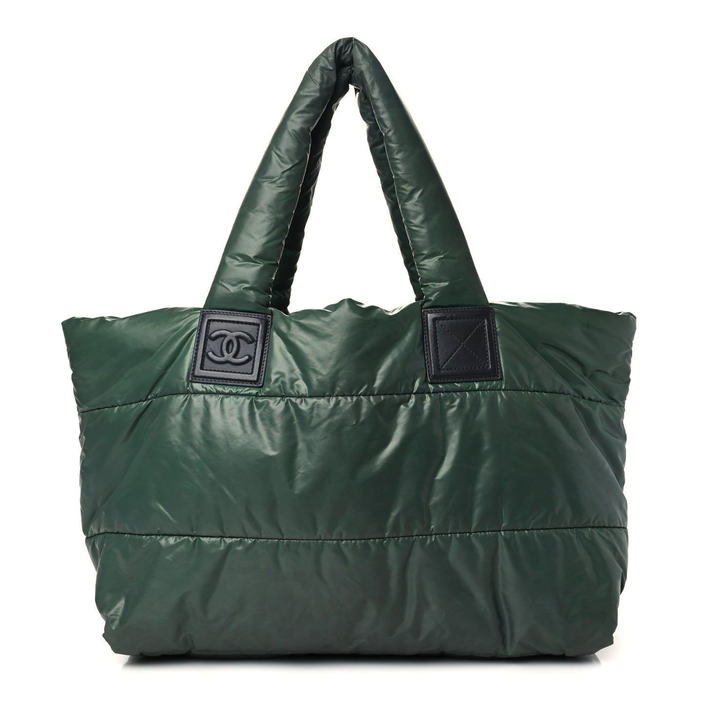 Nylon Quilted Medium Coco Cocoon Reversible Tote Green