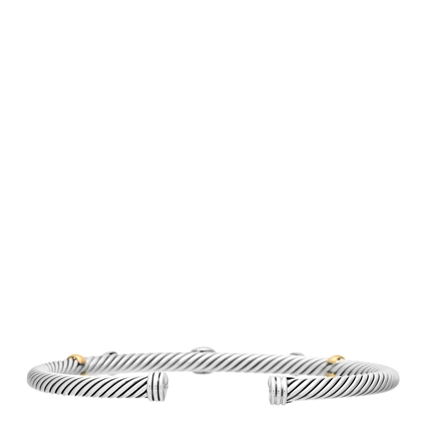 David Yurman Sterling Silver 18K Gold Citrine Pink Tourmaline 4mm Renaissance Station Bracelet 2 of 3
