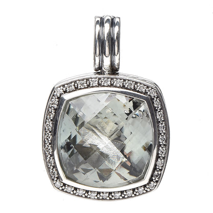 David Yurman Sterling Silver Diamond Prasiolite 17mm Moonlight Ice Enhancer 1 of 4