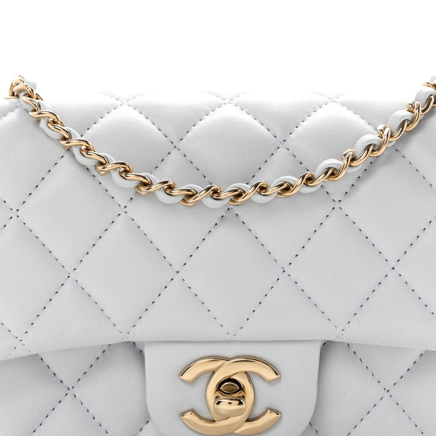 Chanel Lambskin Quilted Extra Mini Rectangular Flap Light Blue 8 of 11