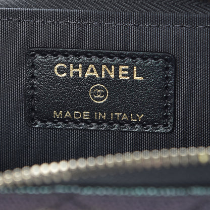 Chanel Iridescent Caviar Quilted Zipped Key Holder Case Black 6 of 9