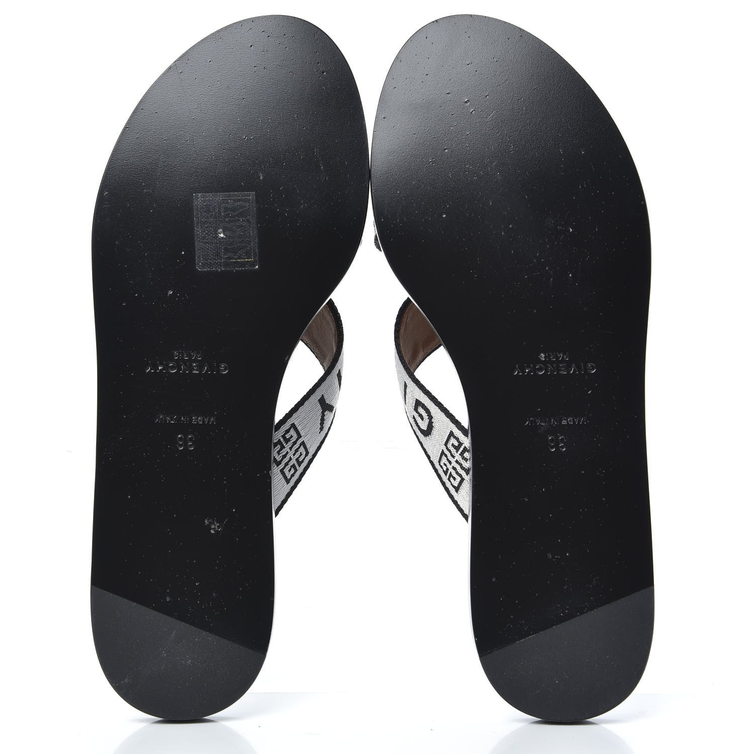Givenchy Grosgrain Cross Logo Ankle Strap Sandals 36 Black White 5 of 8