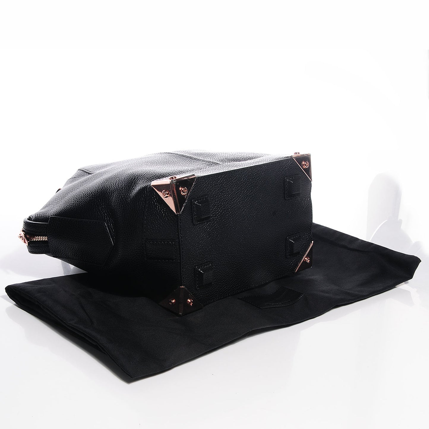 Pebbled Leather Small Emile Soft Black With Rose Gold Hardware