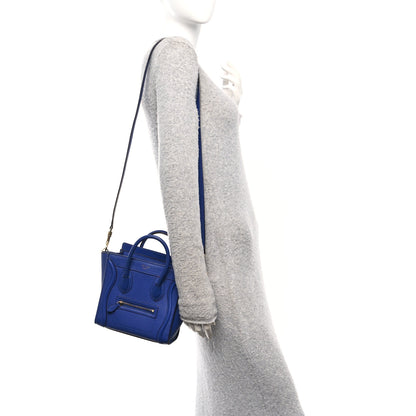 Celine Drummed Calfskin Nano Luggage Indigo 2 of 9