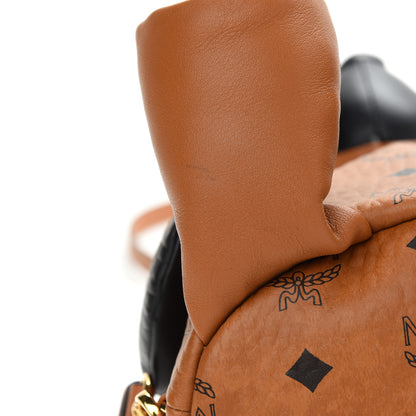 MCM Calfskin Visetos Bear Zoo Doll Backpack Cognac Black 9 of 9