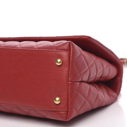 Chanel Caviar Quilted Small Coco Handle Flap Red 10 of 10