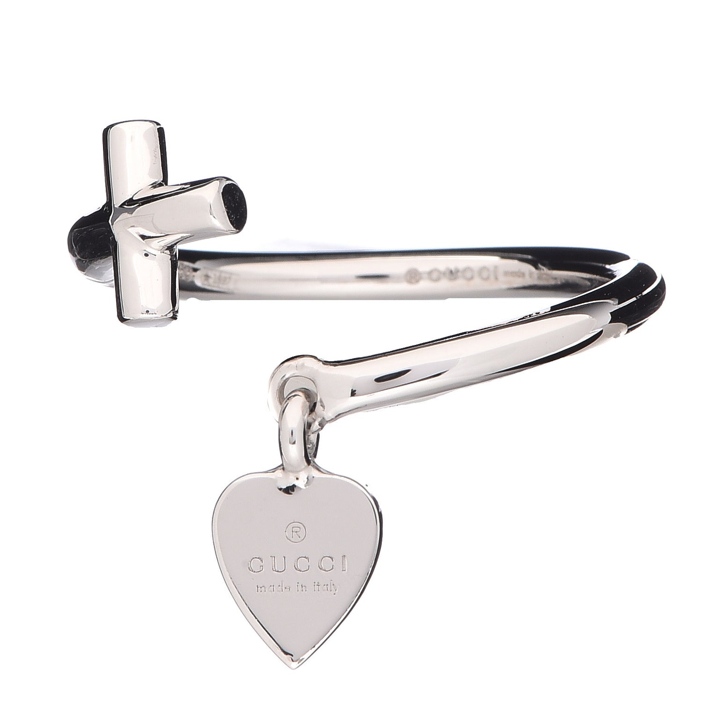 18K White Gold Cross and Heart Ring 53 6.25