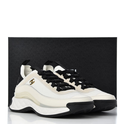 Chanel Velvet Calfskin Mixed Fibers CC Sneakers 39 Ivory Black 9 of 9