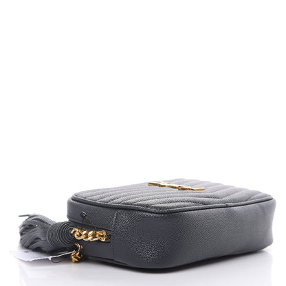 Saint Laurent Grain De Poudre Matelasse Monogram Mini Lou Camera Bag Dark Smog 4 of 9