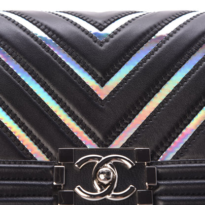 Chanel Lambskin Iridescent PVC Chevron Quilted Medium Boy Flap Black Silver 8 of 12