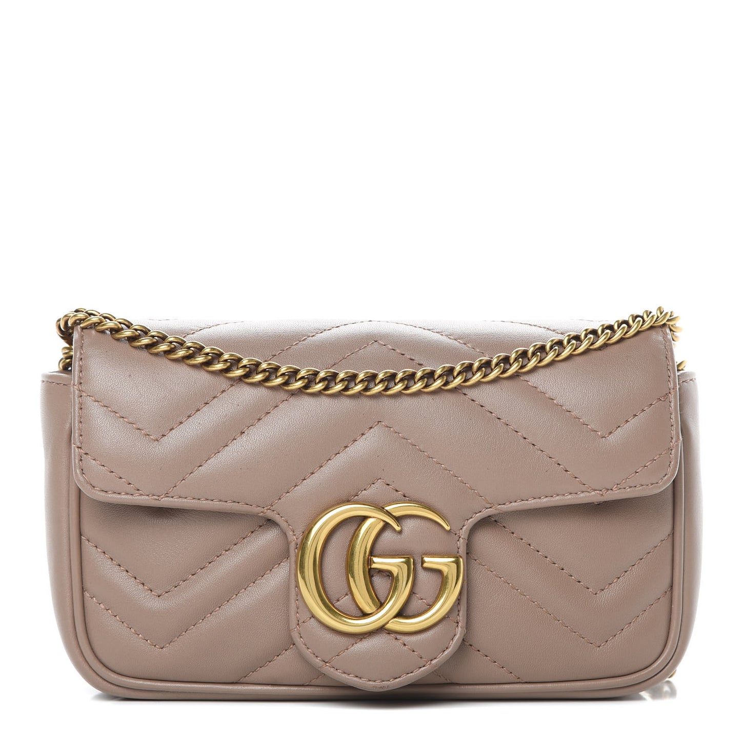 Calfskin Matelasse Super Mini GG Marmont Shoulder Bag Porcelain Rose