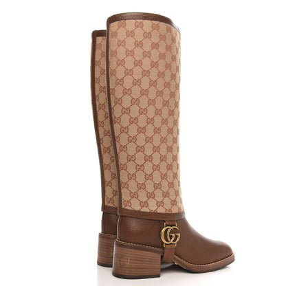 Gucci GG Monogram Calfskin Lola Tall Boots 37 Beige Ruggine Cuir 4 of 7