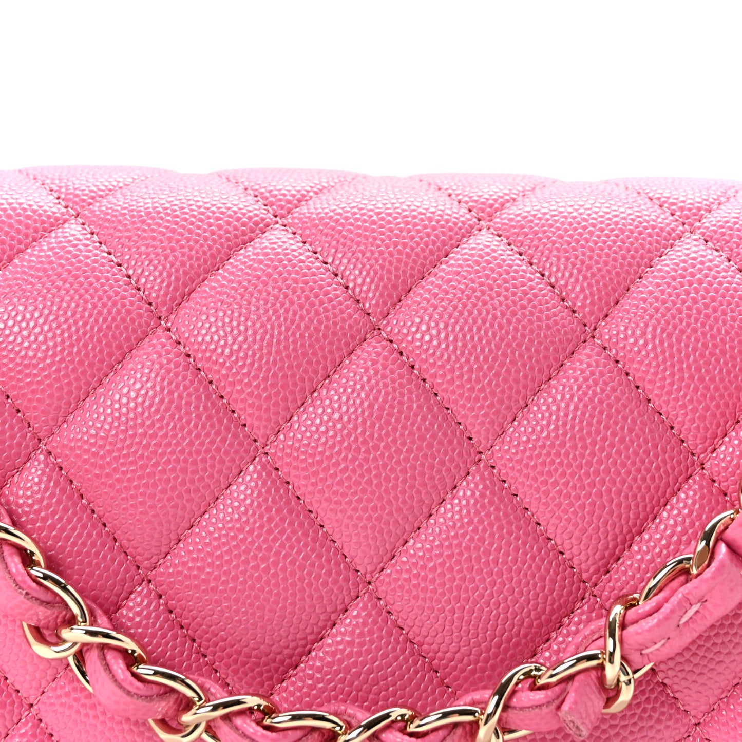 Caviar Quilted Medium Double Flap Pink