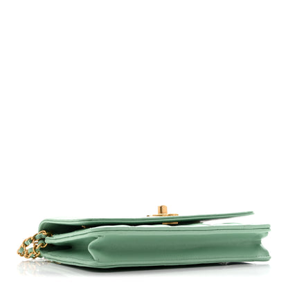 Chanel Lambskin Quilted Logo WOC Wallet On Chain Green 3 of 11