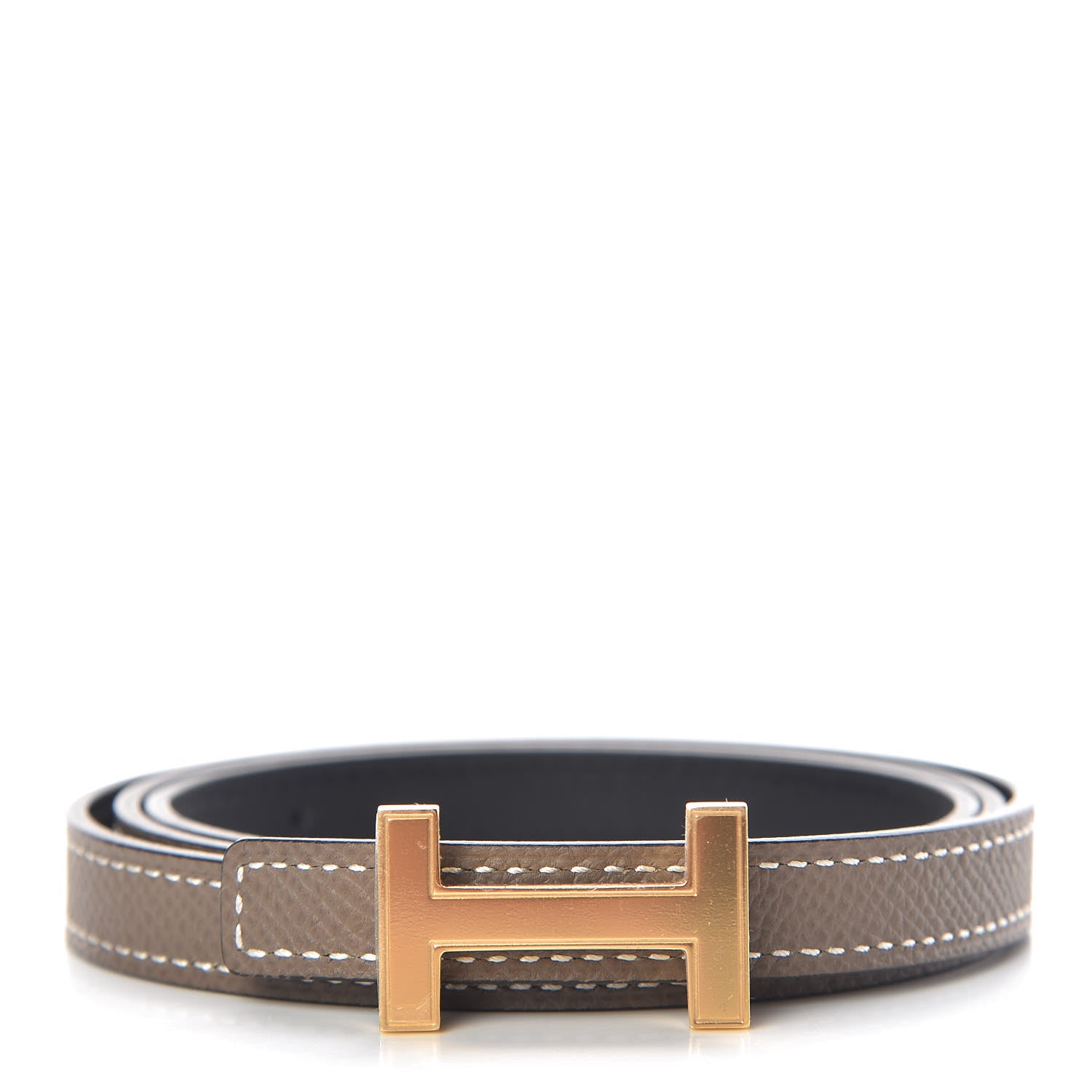 Hermes Swift Epsom 13mm Focus Belt 75 Black Etoupe 1 of 6