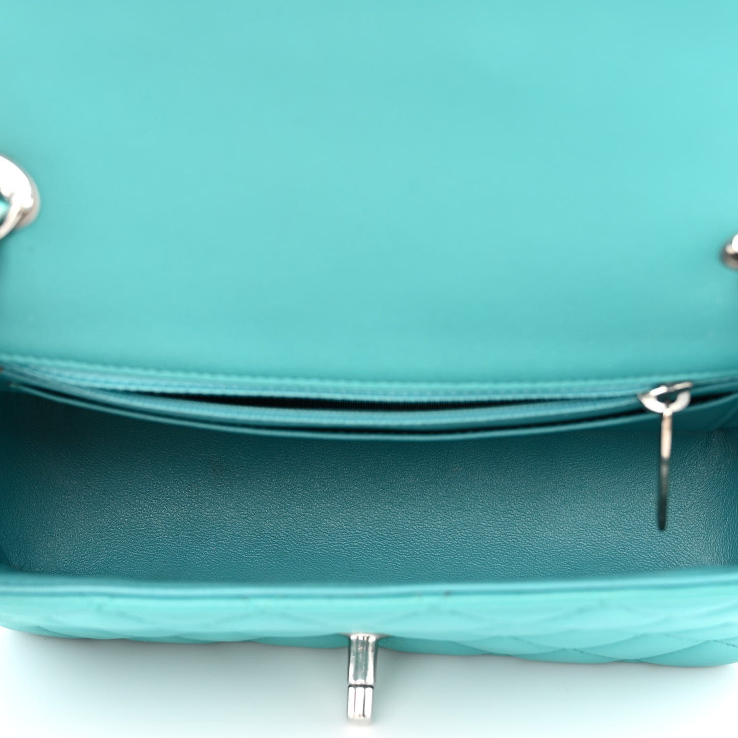 Lambskin Quilted Mini Rectangular Flap Turquoise