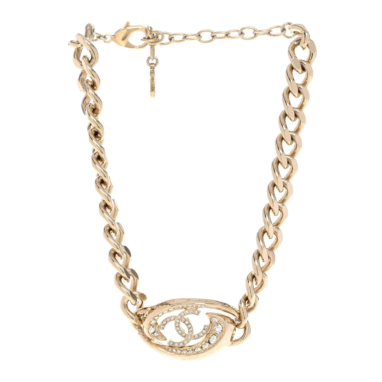 Crystal CC Oval Choker Necklace Gold