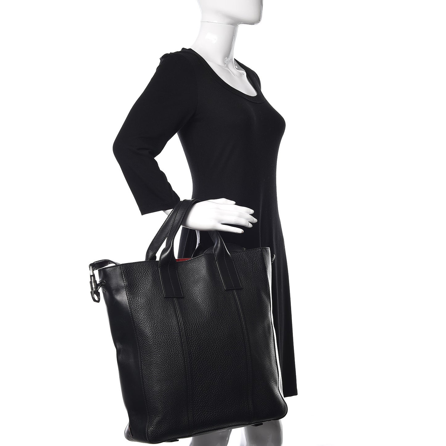 Pebbled Calfskin Fredo Tote Black