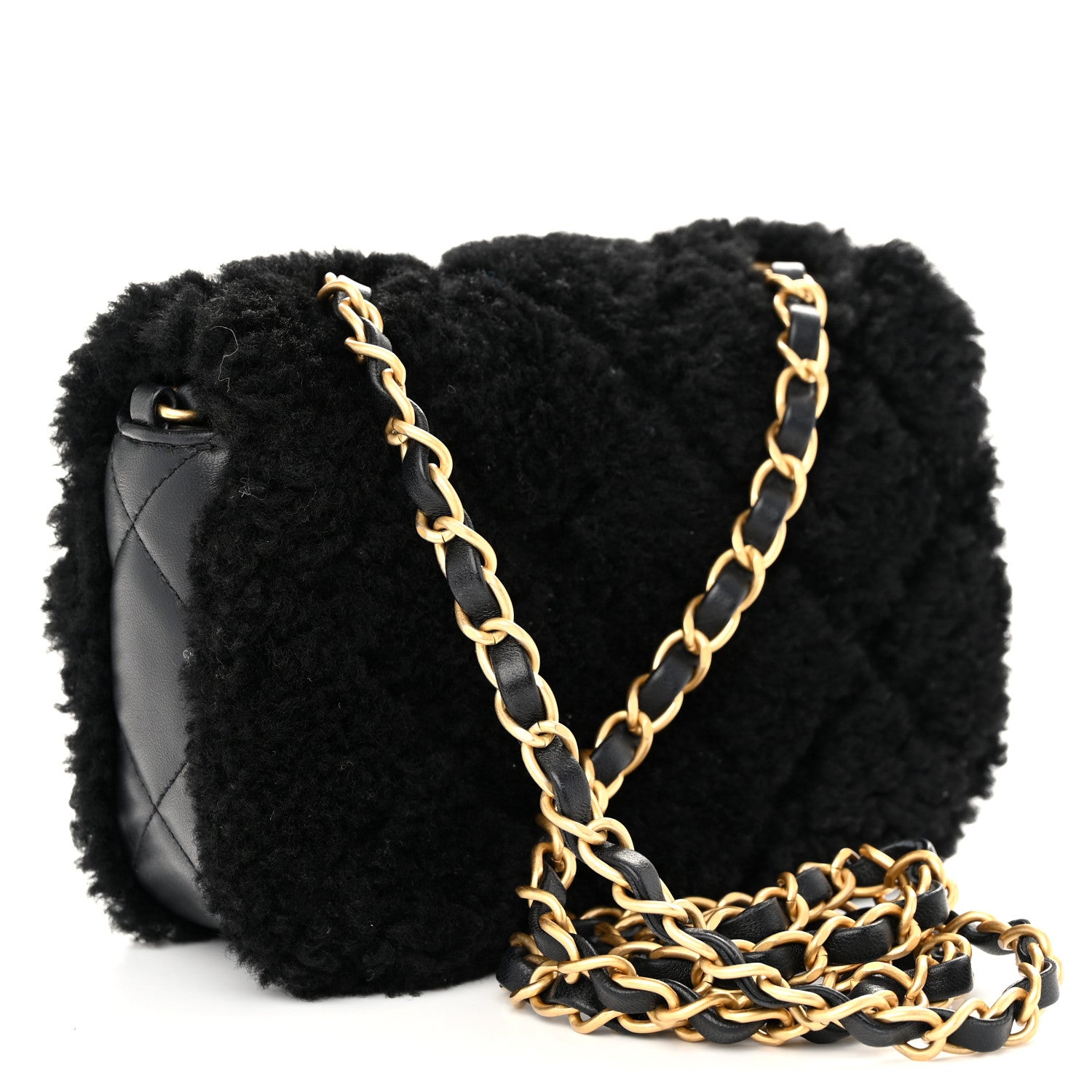 Chanel Shearling Lambskin Quilted Mini Furry Coco Flap Black 3 of 10