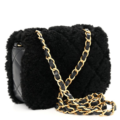Chanel Shearling Lambskin Quilted Mini Furry Coco Flap Black 3 of 10
