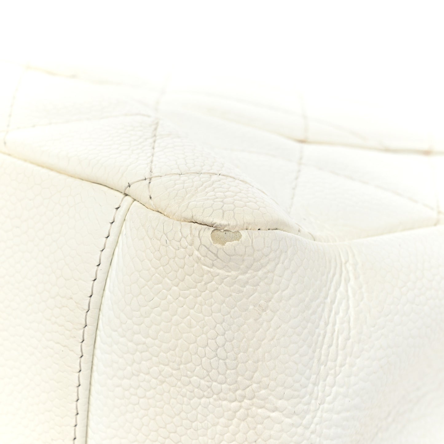 Caviar Quilted Grand Shopping Tote GST White