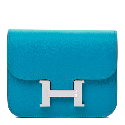 Hermes Evercolor Bi-Color Constance Slim Wallet Bleu Frida Rose Mexico 3 of 9