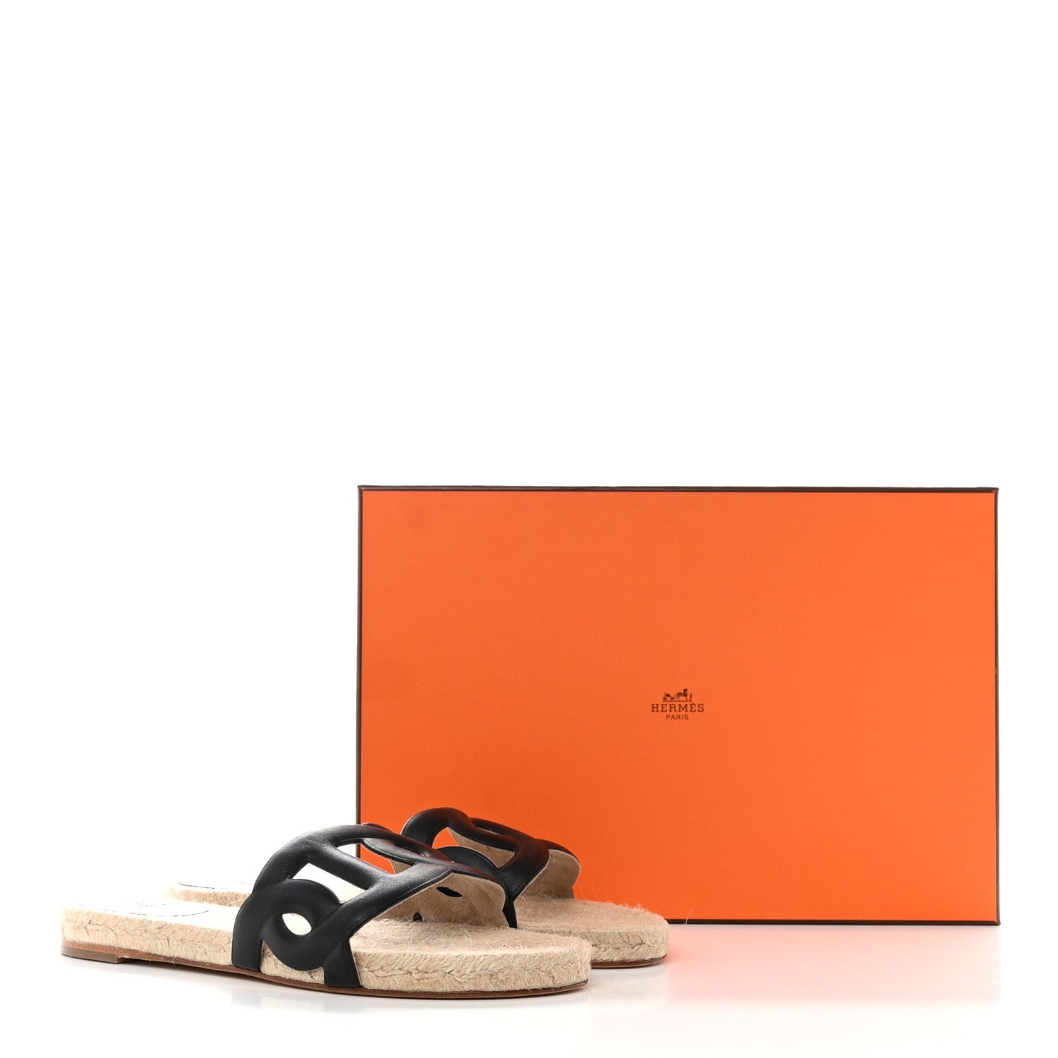 Hermes Nappa Famosa Espadrille Sandals 38 Black 8 of 8