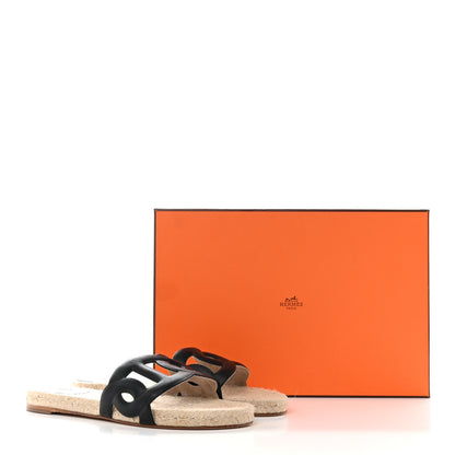 Hermes Nappa Famosa Espadrille Sandals 38 Black 8 of 8