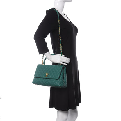 Chanel Caviar Quilted Small Coco Handle Flap Green 3 of 11