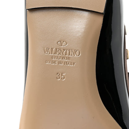 Valentino Garavani Patent Nappa Rockstud Ballerina Flats 35 Black Poudre 7 of 10