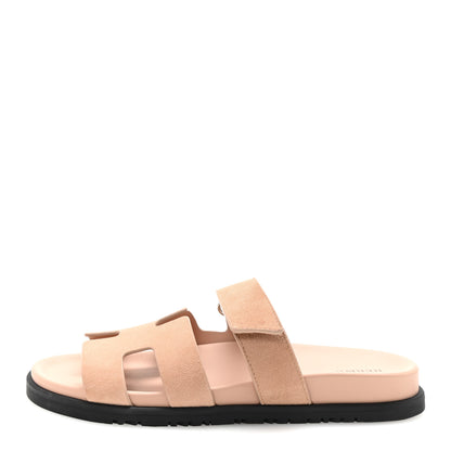 Hermes Suede Goatskin Womens Chypre Sandals 38 Nude 1 of 10