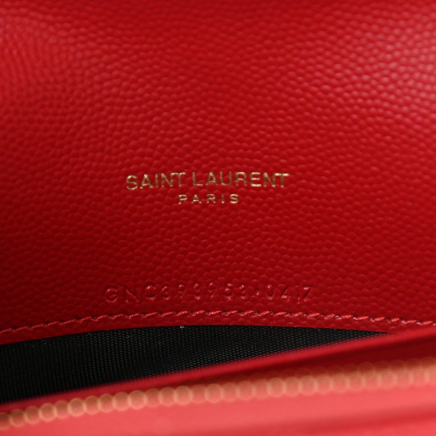 Grain De Poudre Matelasse Chevron Monogram Envelope Chain Wallet Red