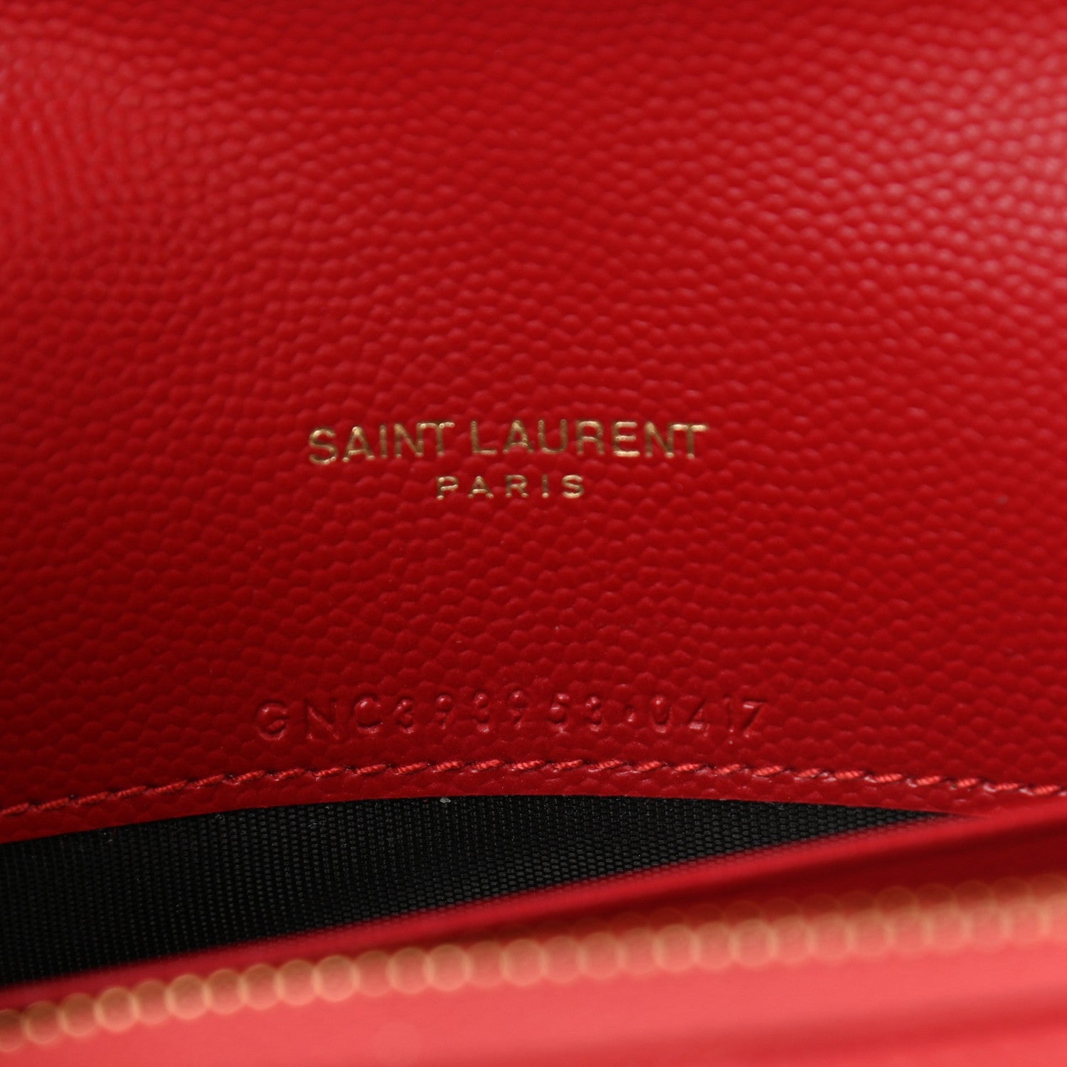 Saint Laurent Grain De Poudre Matelasse Chevron Monogram Envelope Chain Wallet Red 12 of 23