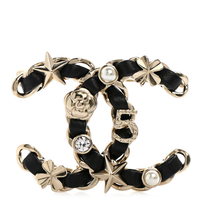 Chanel Lambskin Pearl Strass Sergeant Chanel Brooch Gold 1 of 5