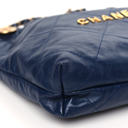 Chanel Shiny Calfskin Quilted Small Chanel 22 Navy 10 of 11
