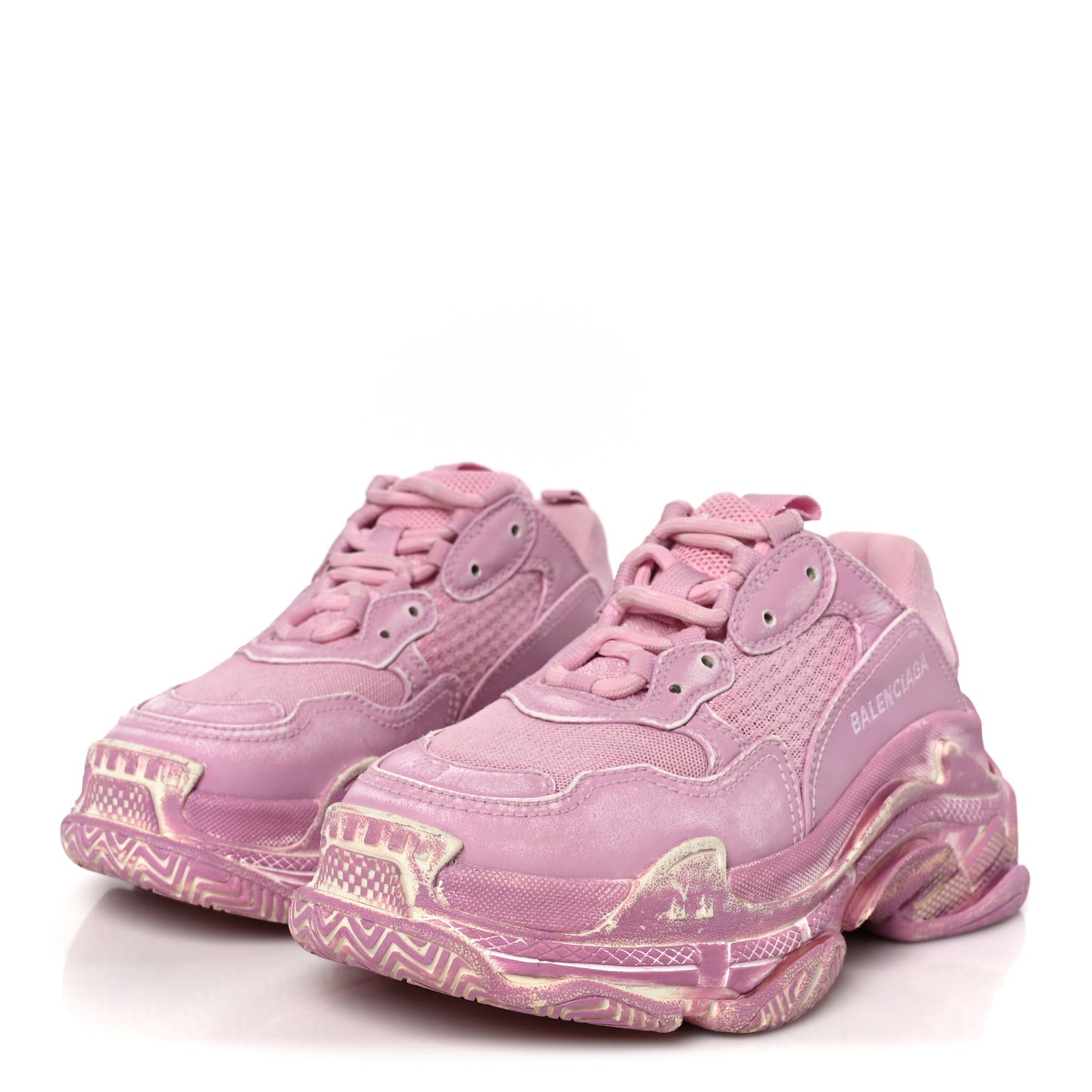 Fabric Mesh Distressed Womens Triple S Sneakers 36 Pink