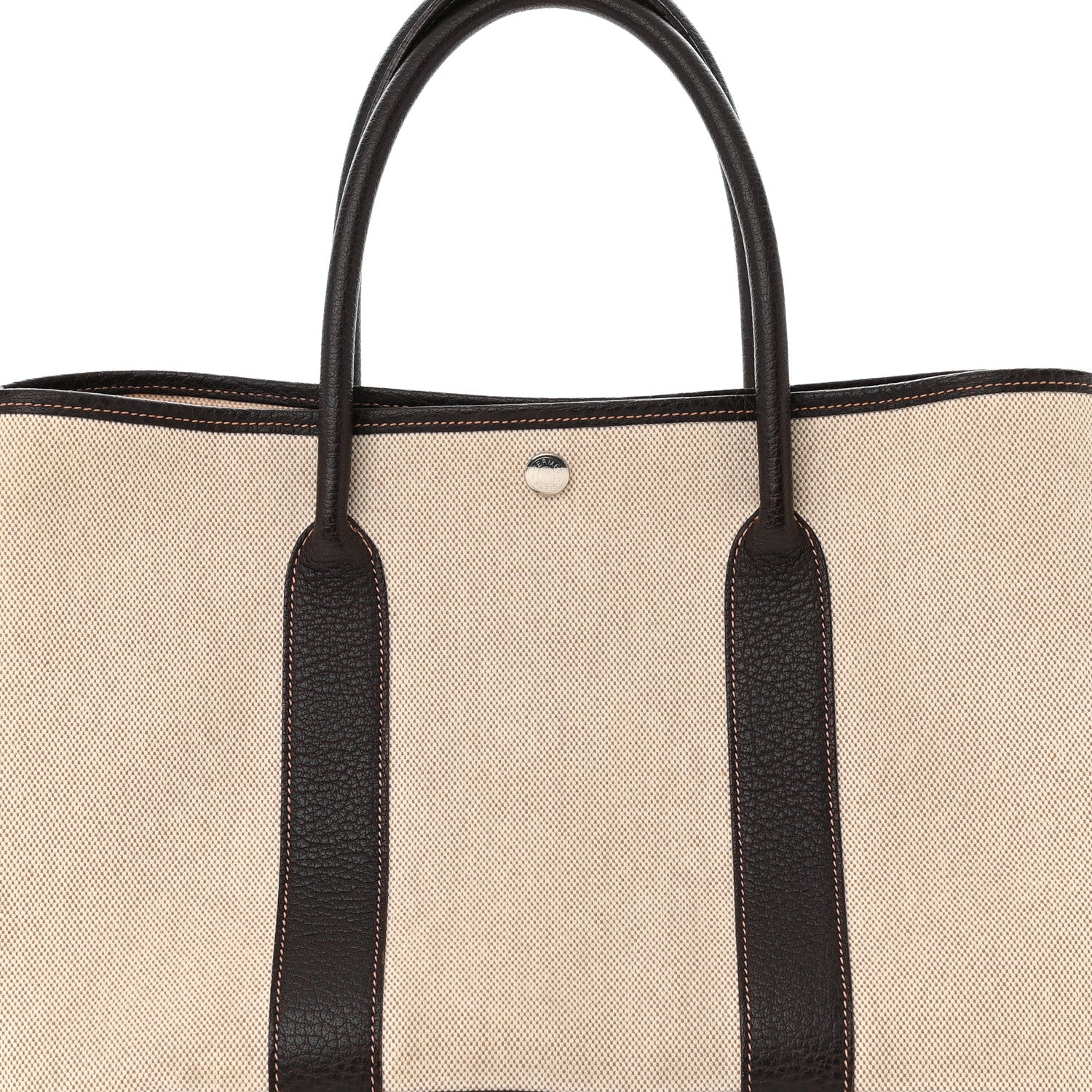 Hermes Buffle Skipper Toile Garden Party 36 MM Tote Marron Fonce 8 of 13