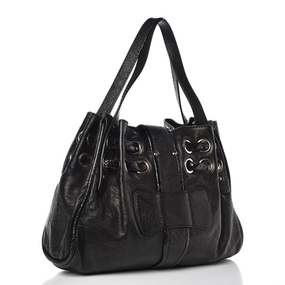 Jimmy Choo Python Calfskin Embossed Ramona Tote Black 3 of 11