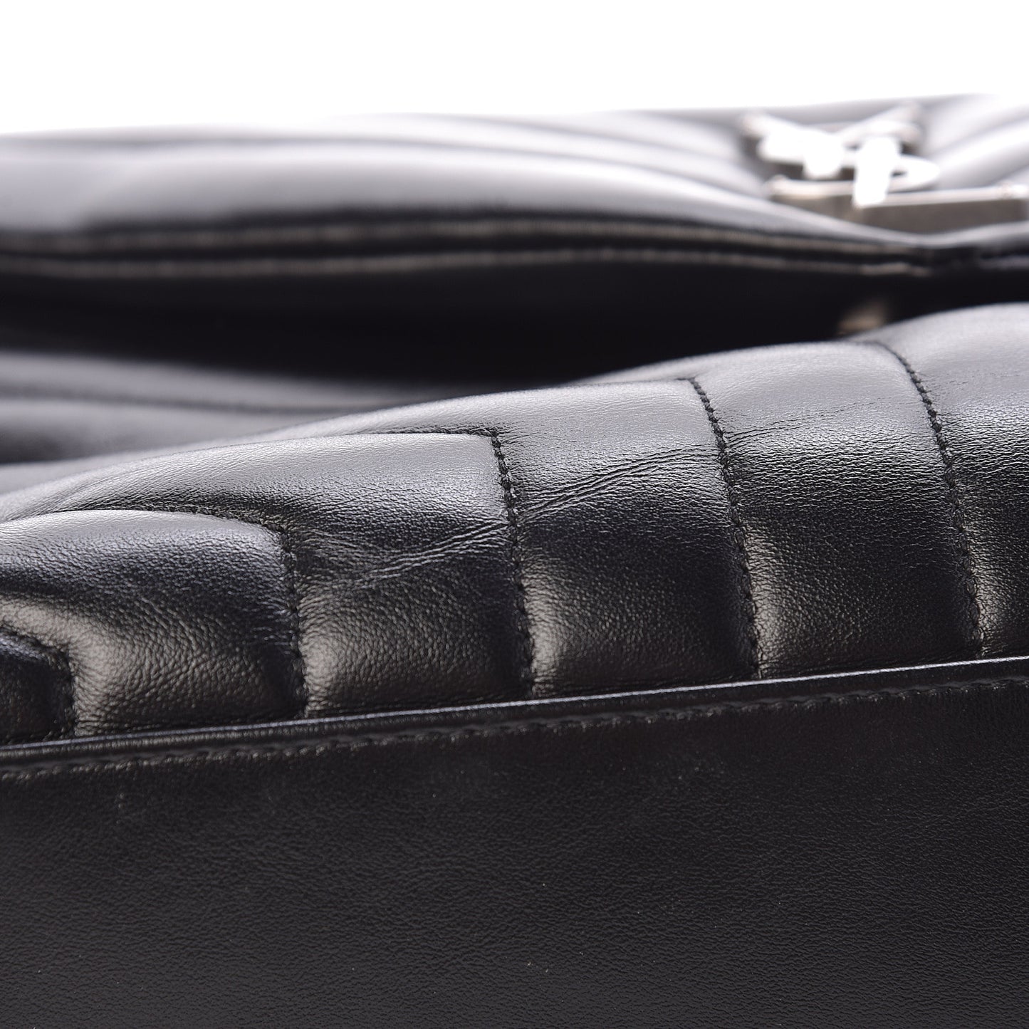 Calfskin Y Quilted Monogram Medium Loulou Chain Satchel Black