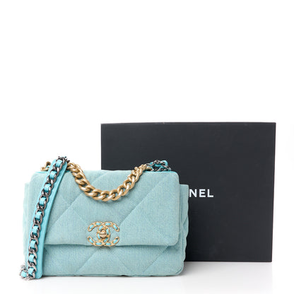 Chanel Denim Quilted Medium Chanel 19 Flap Light Blue 12 of 12