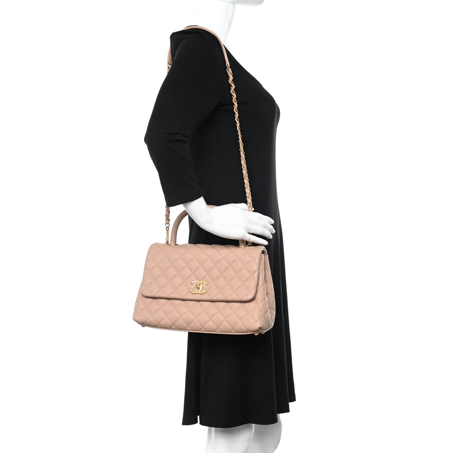 Caviar Quilted Small Coco Handle Flap Light Pink