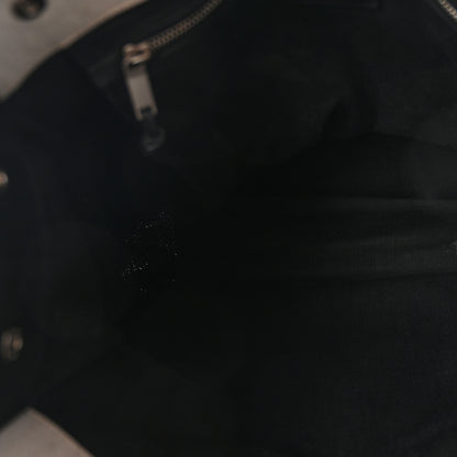 Saint Laurent Linen Calfskin Rive Gauche North South Tote White Black 5 of 10