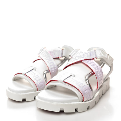 Christian Louboutin Calfskin Velcrissimo Flat Sandals 36 Blanco Silver 3 of 9
